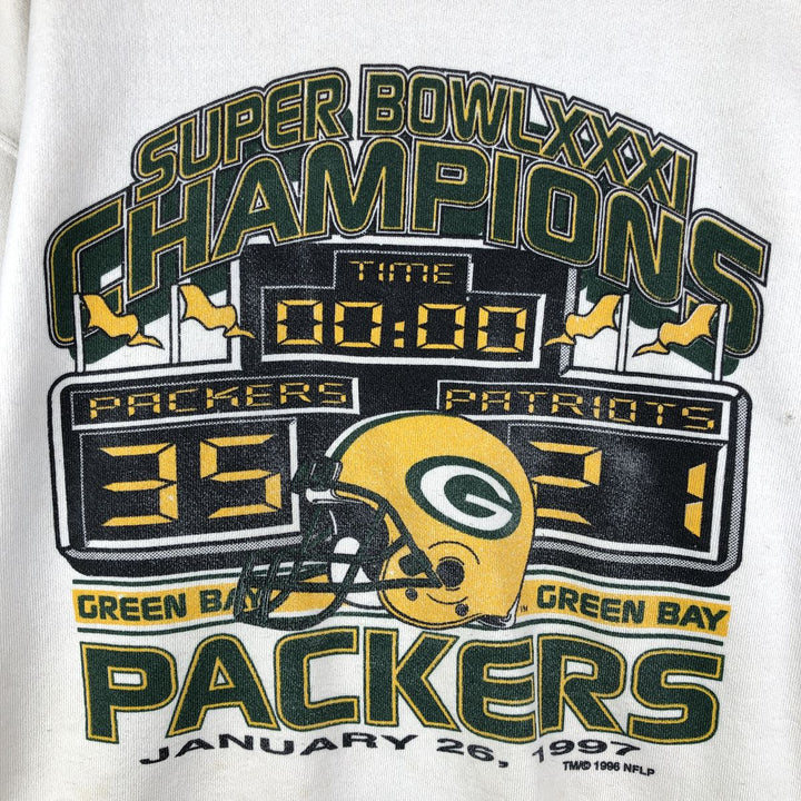 Vintage 90'S DELTA NFL Green Bay Packers Print Sweatshirt, Made in USA, Men's Size L cotton unbleached Vintage Second Hand