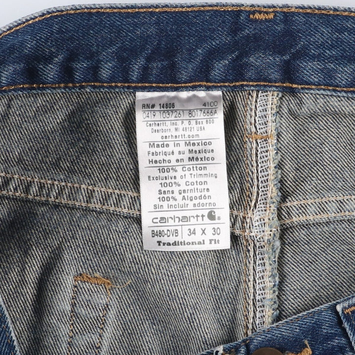 Carhartt Traditional Fit Tapered Denim Pants, Men's Size 36, Zipper Fly cotton navy blue type Vintage Second Hand