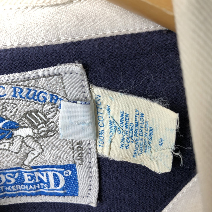 Vintage 80s-90'S Lands' End long-sleeved rugby shirt, made in the USA, size L, men's cotton navy blue type Vintage Second Hand
