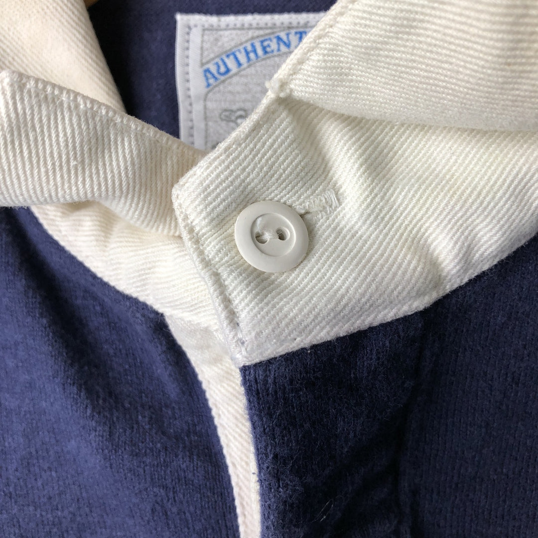 Vintage 80s-90'S Lands' End long-sleeved rugby shirt, made in the USA, size L, men's cotton navy blue type Vintage Second Hand