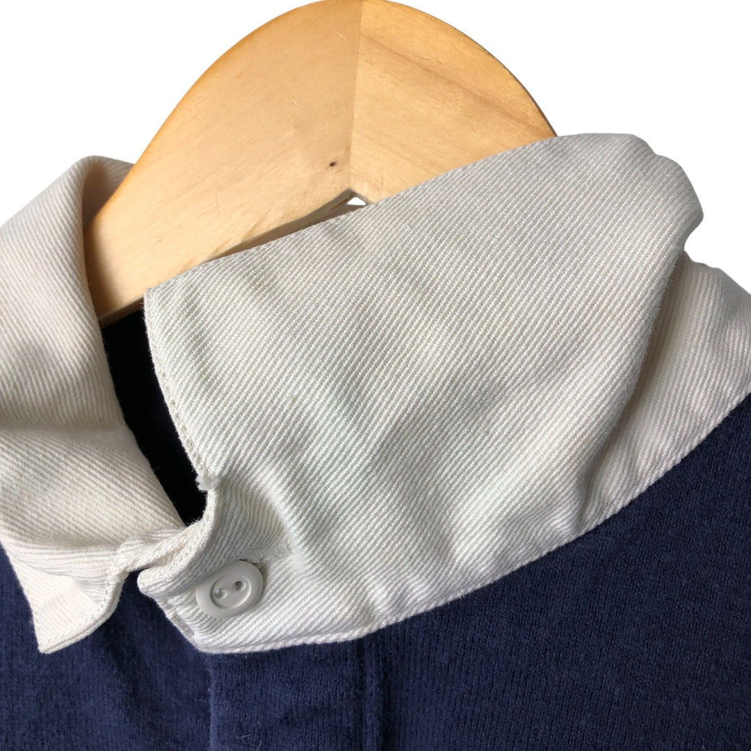 Vintage 80s-90'S Lands' End long-sleeved rugby shirt, made in the USA, size L, men's cotton navy blue type Vintage Second Hand