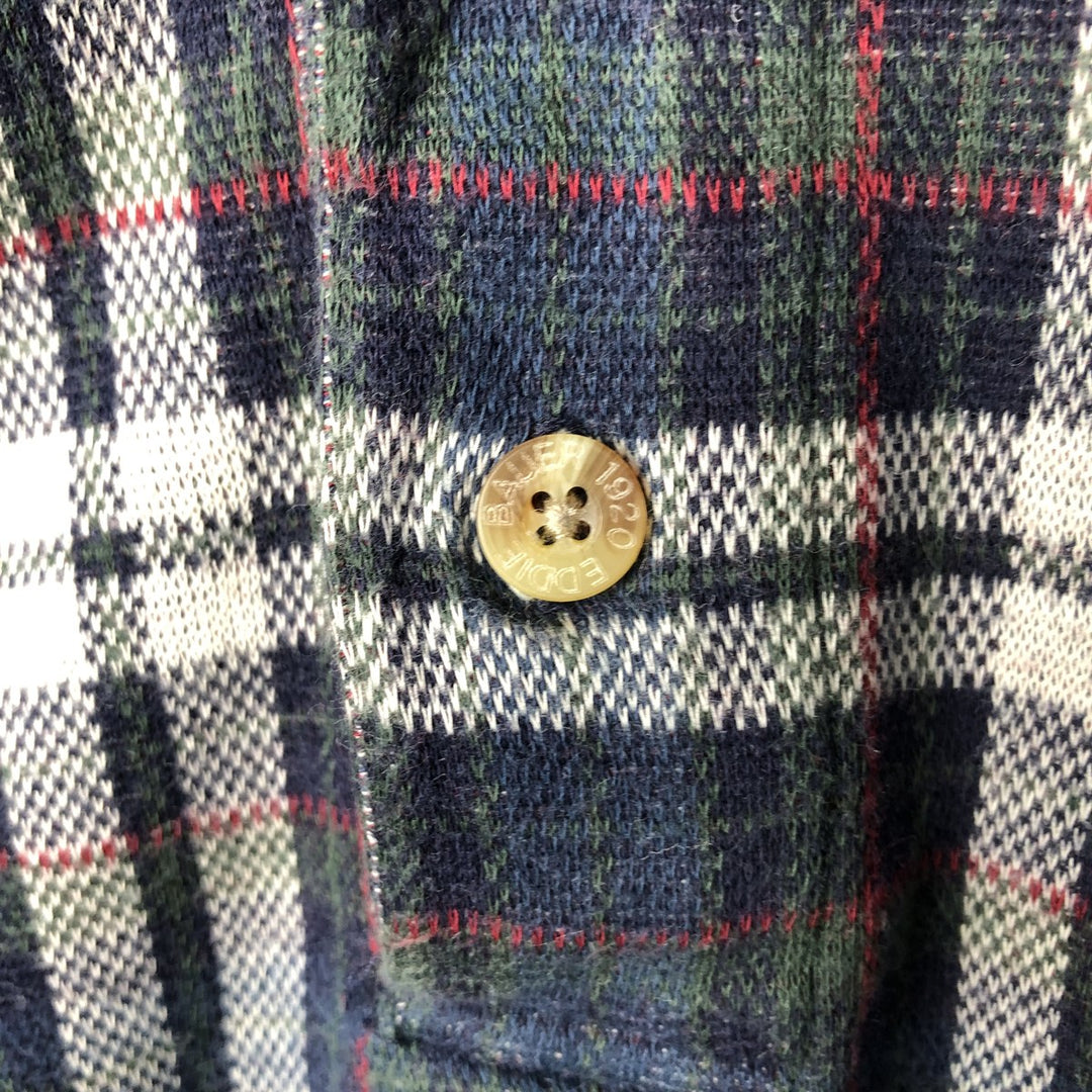 Vintage 90s-00'S Eddie Bauer Check Pattern Long Sleeve Polo Shirt, Men's Size L cotton navy blue type Vintage Second Hand