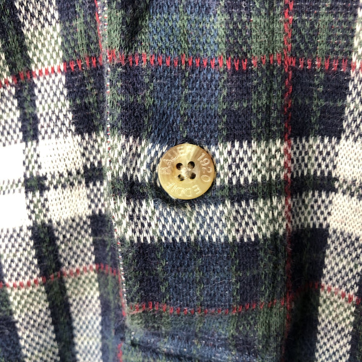 Vintage 90s-00'S Eddie Bauer Check Pattern Long Sleeve Polo Shirt, Men's Size L cotton navy blue type Vintage Second Hand