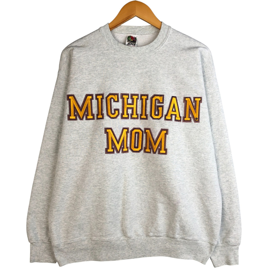 90'S Fruit of the Loom College Sweatshirt, Made in USA, Men's Size L, Vintage cotton gray type Vintage Second Hand