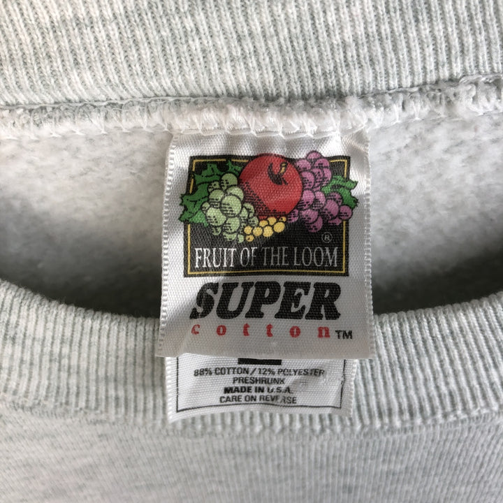 90'S Fruit of the Loom College Sweatshirt, Made in USA, Men's Size L, Vintage cotton gray type Vintage Second Hand