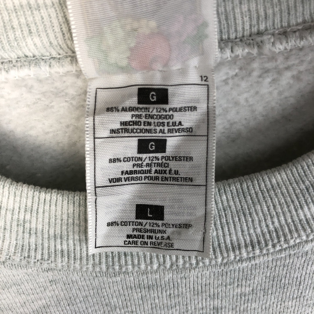 90'S Fruit of the Loom College Sweatshirt, Made in USA, Men's Size L, Vintage cotton gray type Vintage Second Hand