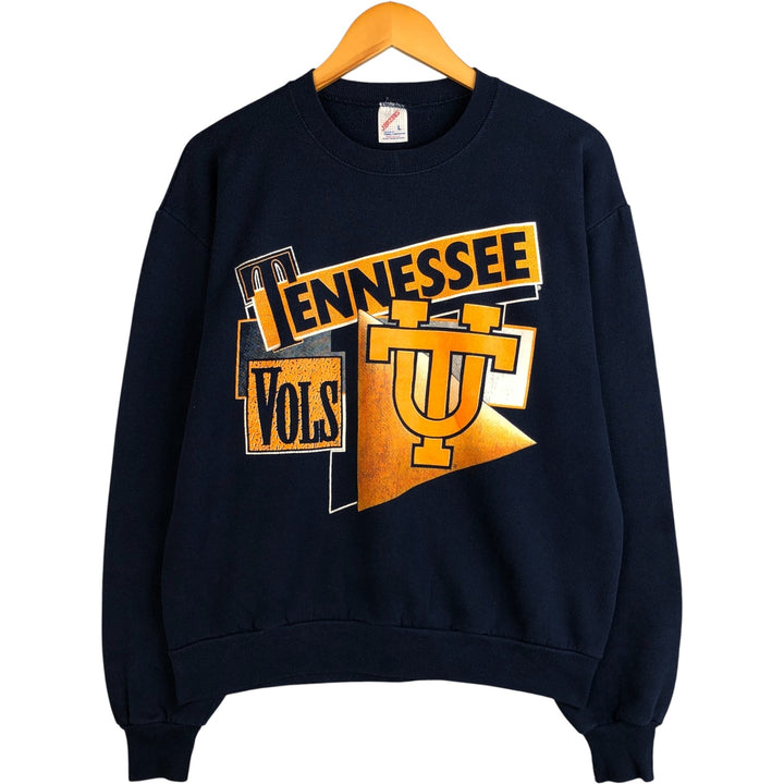80s-90'S Jerzees College Sweatshirt, Made in USA, Men's Size L, Vintage cotton navy blue type Vintage Second Hand