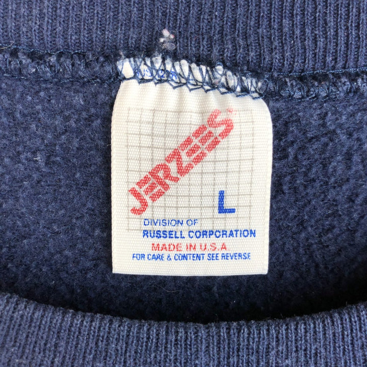 80s-90'S Jerzees College Sweatshirt, Made in USA, Men's Size L, Vintage cotton navy blue type Vintage Second Hand