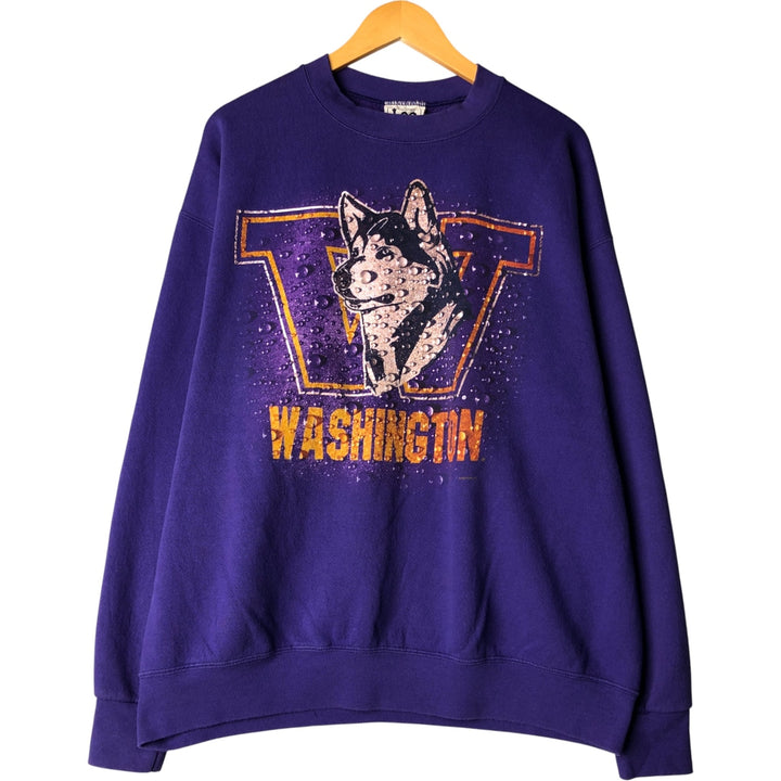 Vintage 90'S Lee dog print college character sweatshirt, made in the USA, men's size XL cotton purple type Vintage Second Hand