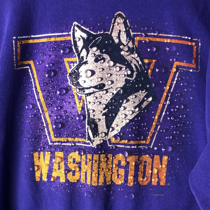 Vintage 90'S Lee dog print college character sweatshirt, made in the USA, men's size XL cotton purple type Vintage Second Hand
