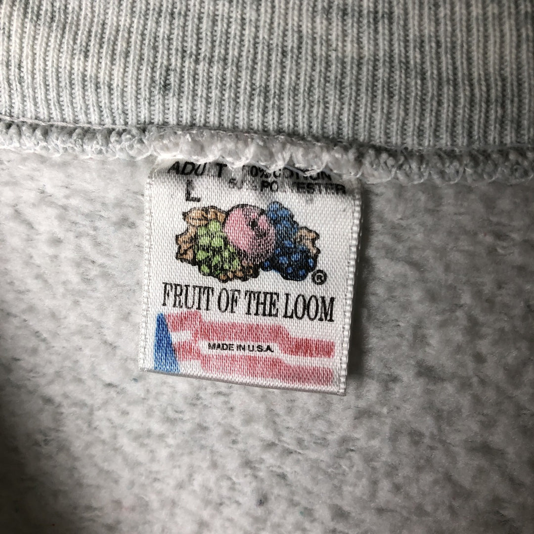 1990'S Fruit of the Loom University of Wisconsin College Character Sweatshirt, Made in USA, Men's Size L cotton gray type Vintage Second Hand