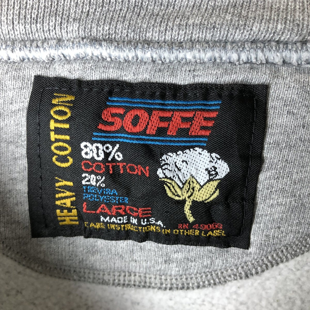 Vintage 90'S SOFFE SUPER SWEATS college sweatshirt, made in the USA, size L, men's cotton gray type Vintage Second Hand