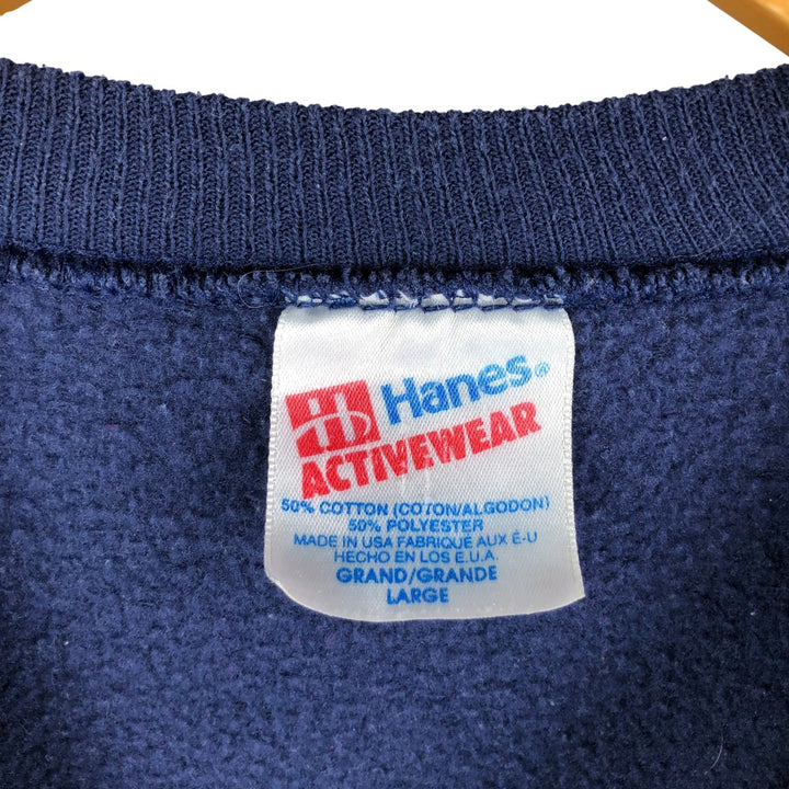 Vintage 90'S Hanes Activewear floral and sunflower print sweatshirt, made in the USA, size L, men's cotton navy blue type Vintage Second Hand