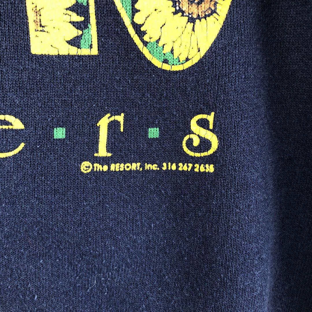 Vintage 90'S Hanes Activewear floral and sunflower print sweatshirt, made in the USA, size L, men's cotton navy blue type Vintage Second Hand