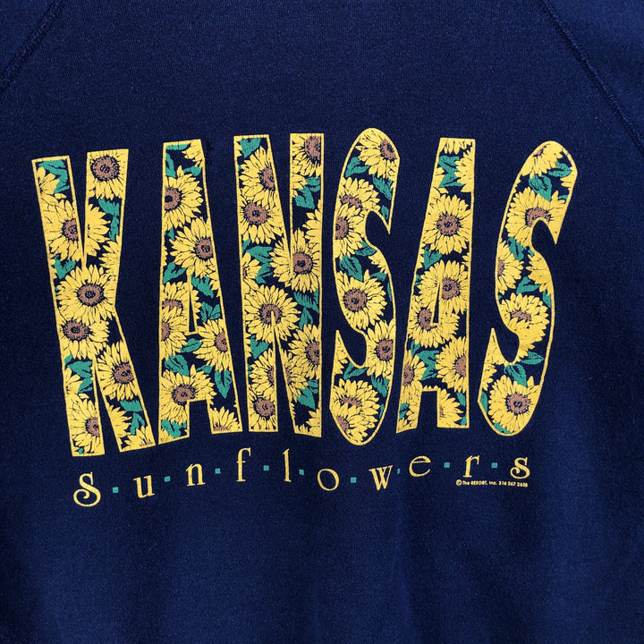 Vintage 90'S Hanes Activewear floral and sunflower print sweatshirt, made in the USA, size L, men's cotton navy blue type Vintage Second Hand