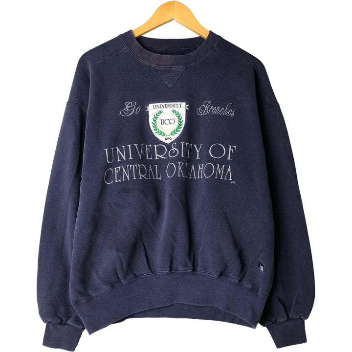 90'S Russell High Cotton College Sweatshirt, Made in USA, Men's Size L, Vintage cotton navy blue type Vintage Second Hand