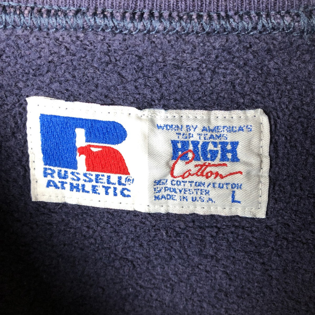 90'S Russell High Cotton College Sweatshirt, Made in USA, Men's Size L, Vintage cotton navy blue type Vintage Second Hand