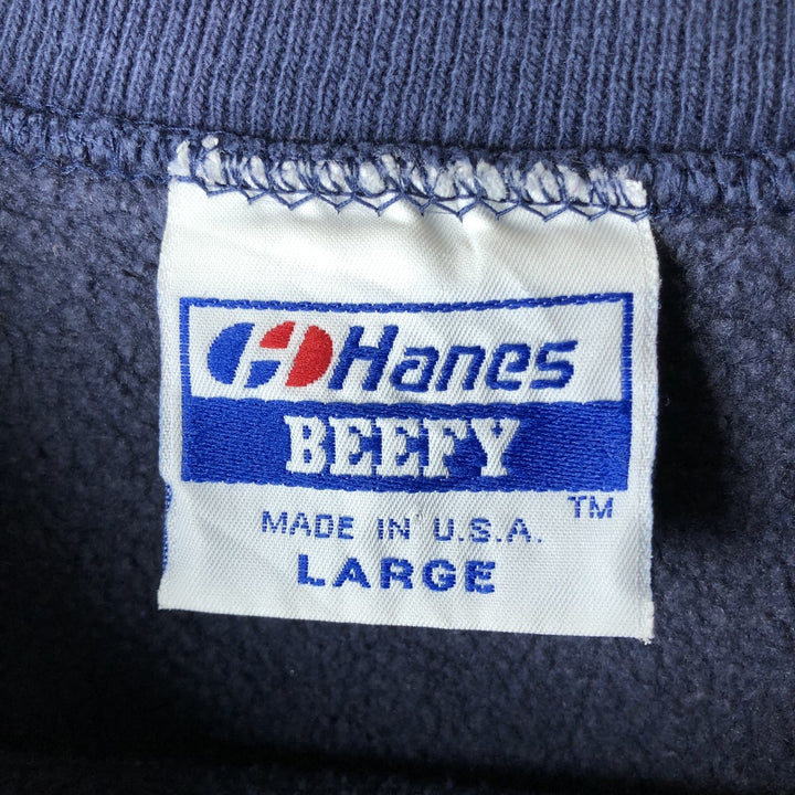 1980'S Hanes Beefy Pennsylvania State University College Sweatshirt, Made in USA, Men's Size Large cotton navy blue type Vintage Second Hand