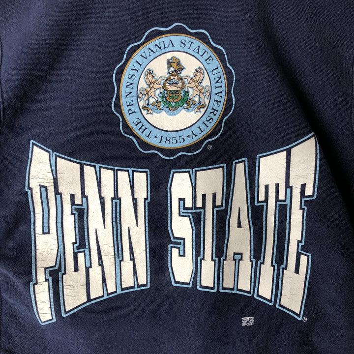 1980'S Hanes Beefy Pennsylvania State University College Sweatshirt, Made in USA, Men's Size Large cotton navy blue type Vintage Second Hand