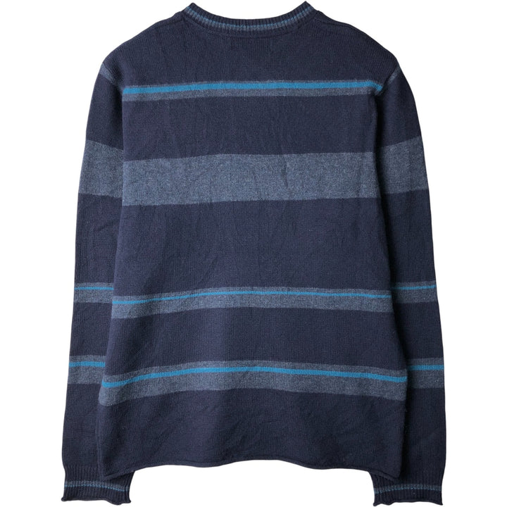 2000'S Banana Republic Striped Cashmere Blend V-Neck Lambswool Knit Sweater, Men's Size XL Lamb wool navy blue type Vintage Second Hand