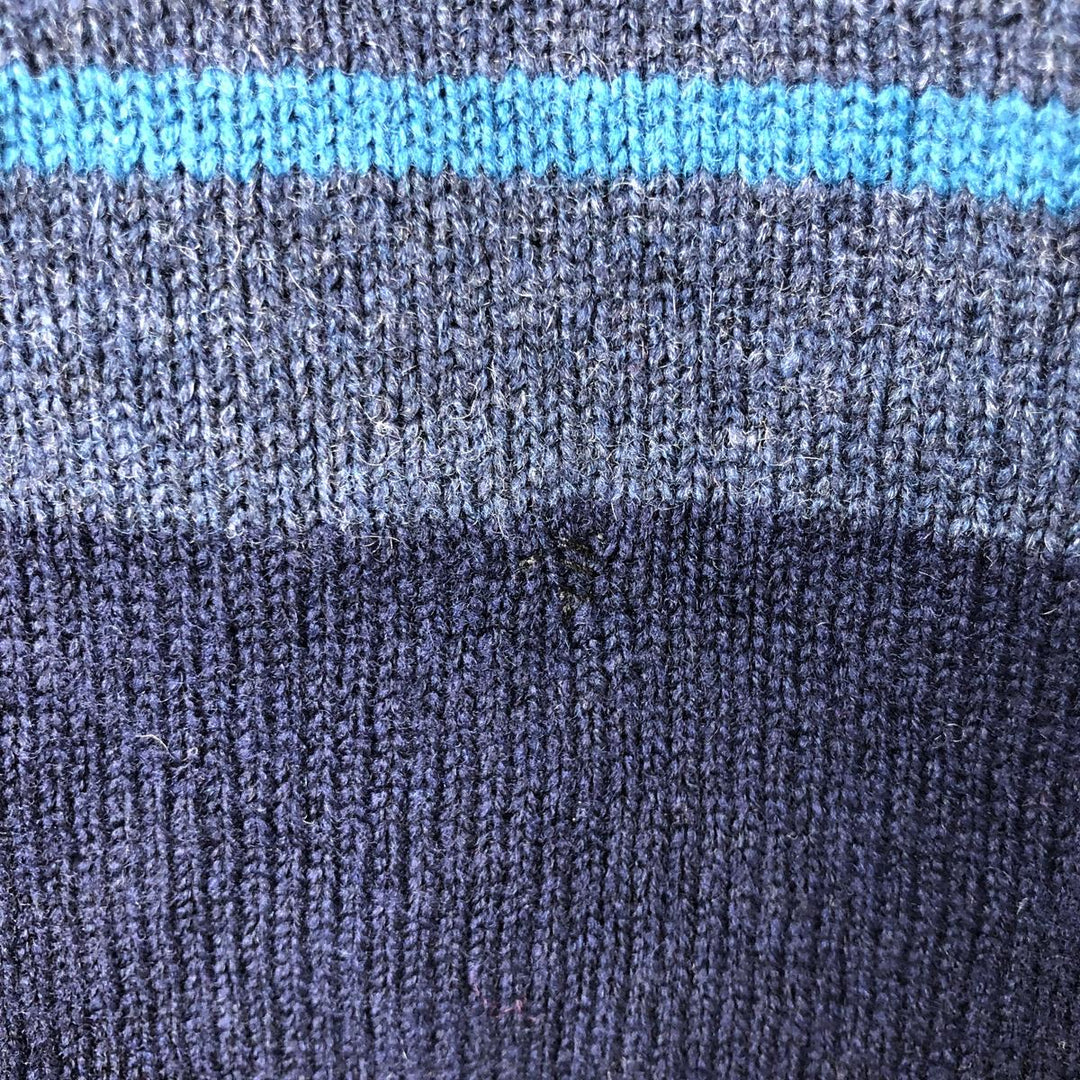 2000'S Banana Republic Striped Cashmere Blend V-Neck Lambswool Knit Sweater, Men's Size XL Lamb wool navy blue type Vintage Second Hand