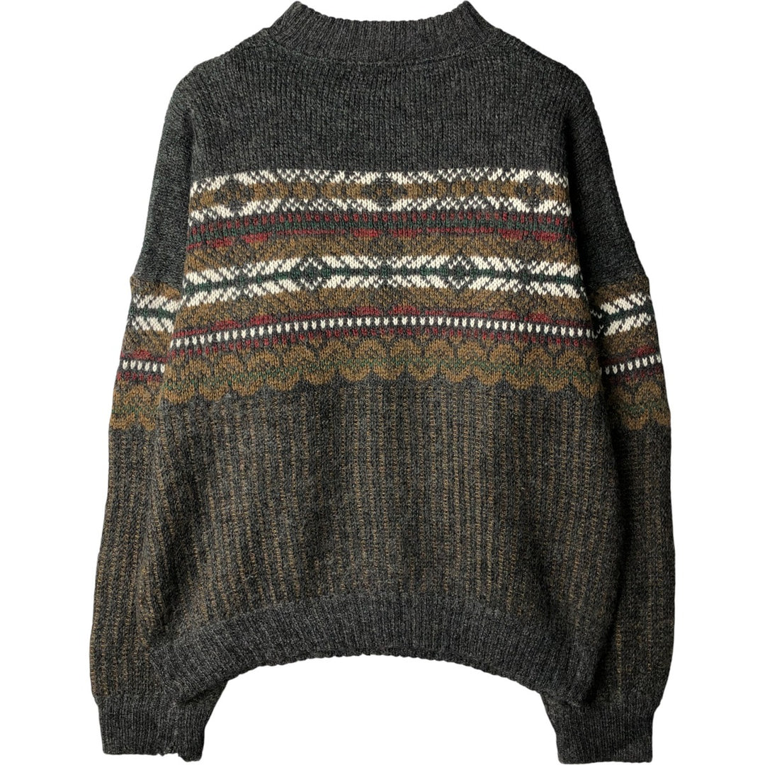 St. Michael all-over print mock neck alpaca-blend acrylic knit sweater, made in the UK, men's size XXXL. acrylic Charcoal Vintage Second Hand