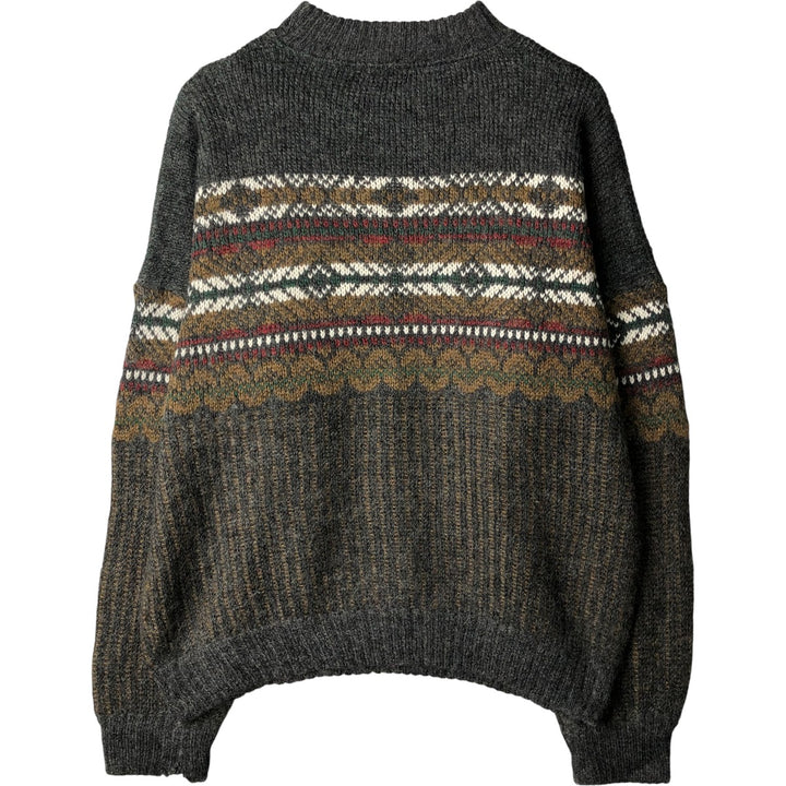 St. Michael all-over print mock neck alpaca-blend acrylic knit sweater, made in the UK, men's size XXXL. acrylic Charcoal Vintage Second Hand