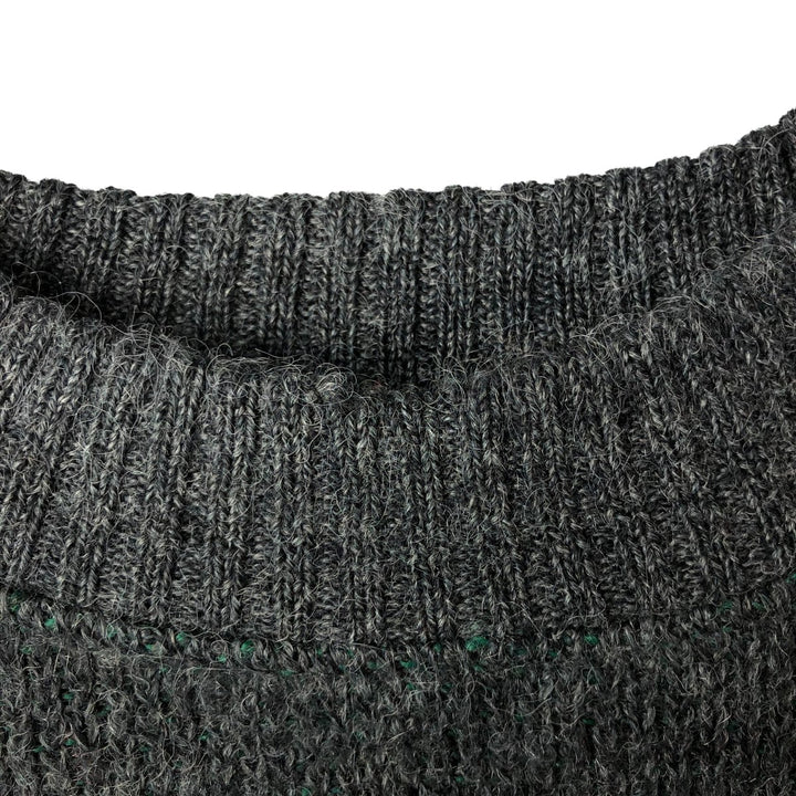 St. Michael all-over print mock neck alpaca-blend acrylic knit sweater, made in the UK, men's size XXXL. acrylic Charcoal Vintage Second Hand