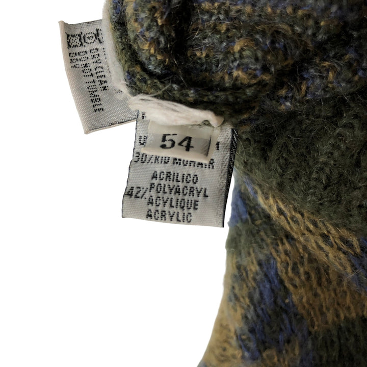 Vintage 1980'S Benetton all-over print mohair-blend acrylic knit sweater, made in Italy, men's size XL mohair Khaki type Vintage Second Hand