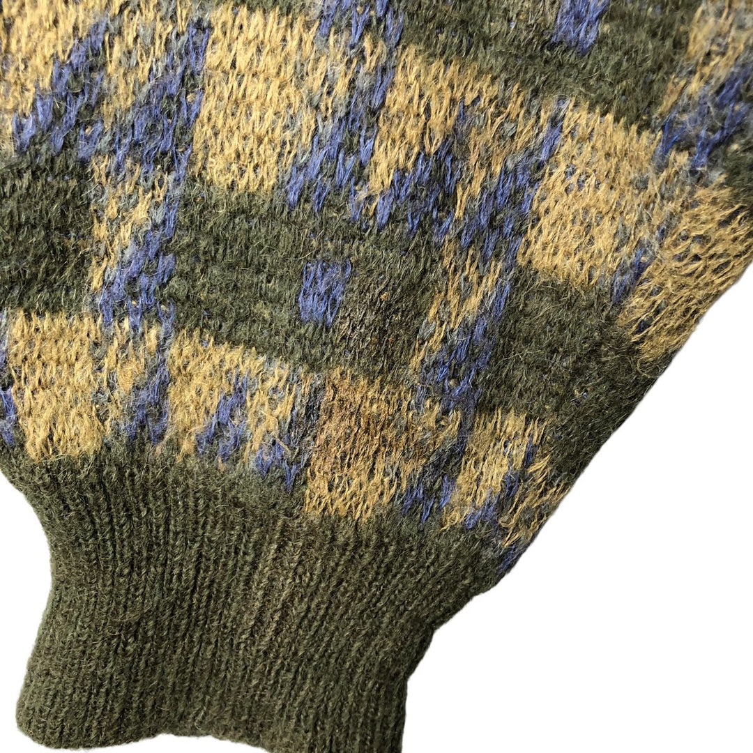 Vintage 1980'S Benetton all-over print mohair-blend acrylic knit sweater, made in Italy, men's size XL mohair Khaki type Vintage Second Hand