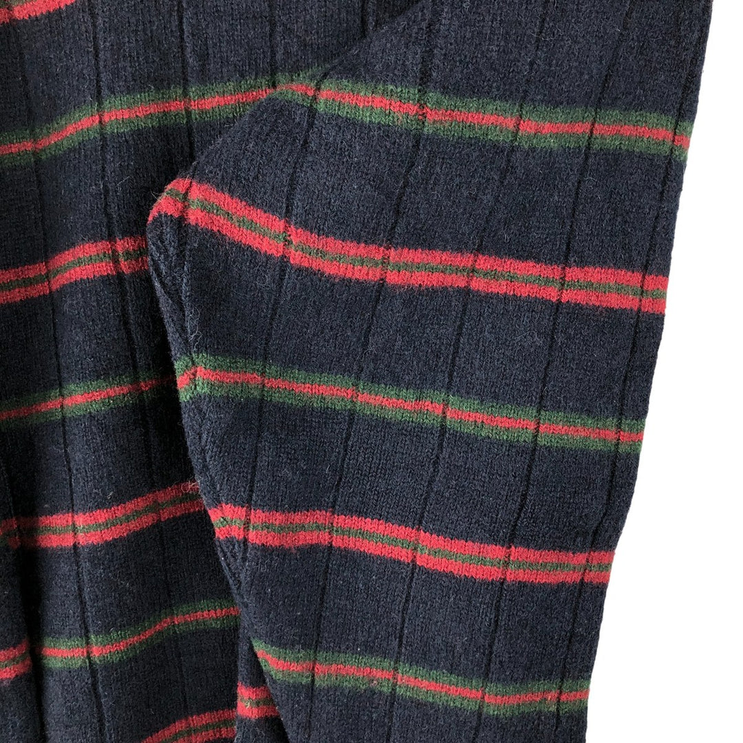 Vintage 90'S Tommy Hilfiger striped ribbed wool knit sweater, size L, men's wool navy blue type Vintage Second Hand