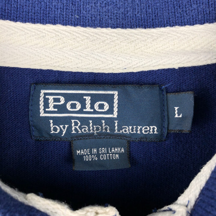 Ralph Lauren POLO by Ralph Lauren long sleeve rugby shirt, men's size L cotton blue type Vintage Second Hand