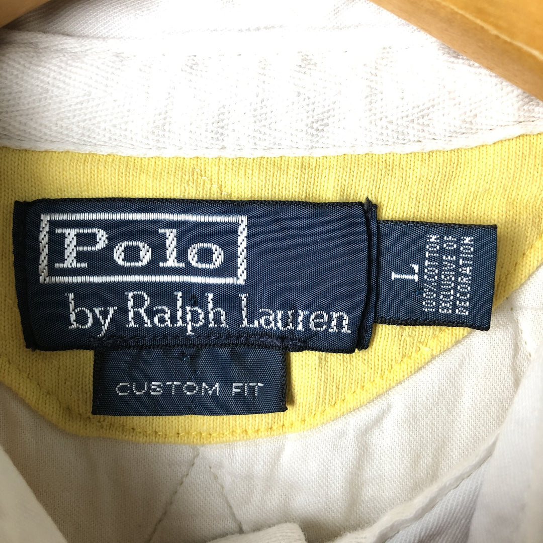 Ralph Lauren POLO by Ralph Lauren CUSTOM FIT long sleeve rugby shirt, men's size L cotton yellow type Vintage Second Hand