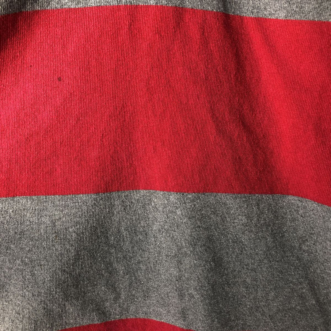 Vintage 90s-00'S BARBARIAN striped hooded long-sleeved rugby shirt, made in Canada, size L, men's cotton red type Vintage Second Hand