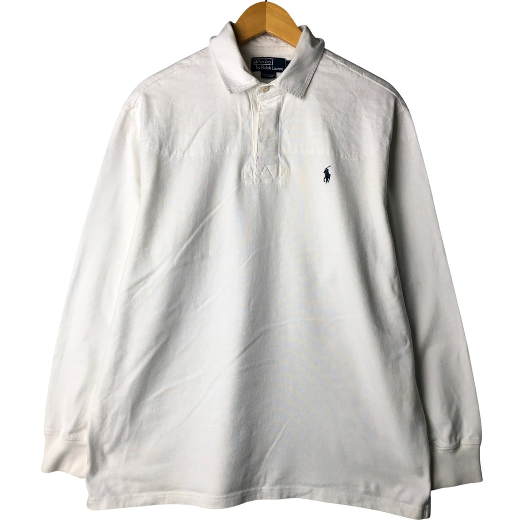 Ralph Lauren POLO by Ralph Lauren long sleeve rugby shirt, men's size L cotton white type Vintage Second Hand