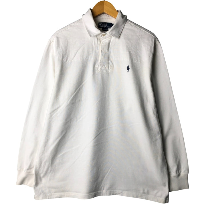 Ralph Lauren POLO by Ralph Lauren long sleeve rugby shirt, men's size L cotton white type Vintage Second Hand