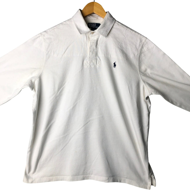 Ralph Lauren POLO by Ralph Lauren long sleeve rugby shirt, men's size L cotton white type Vintage Second Hand