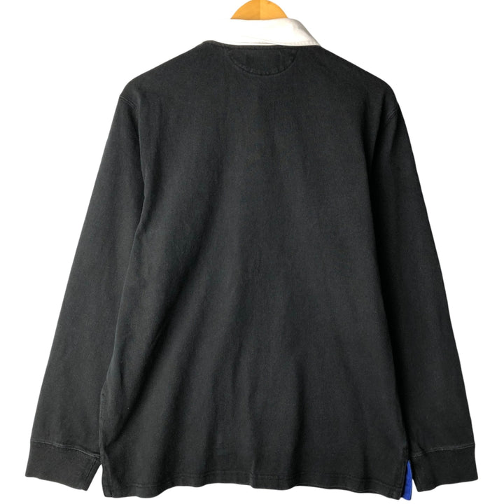 Ralph Lauren POLO by Ralph Lauren CUSTOM FIT long sleeve rugby shirt, men's size L cotton black type Vintage Second Hand