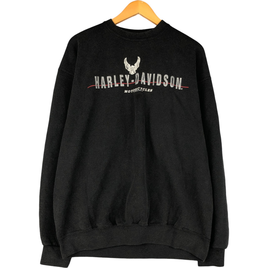 90'S Harley-Davidson Eagle Pattern Advertising Sweatshirt, Made in USA, Men's XL cotton black type Vintage Second Hand