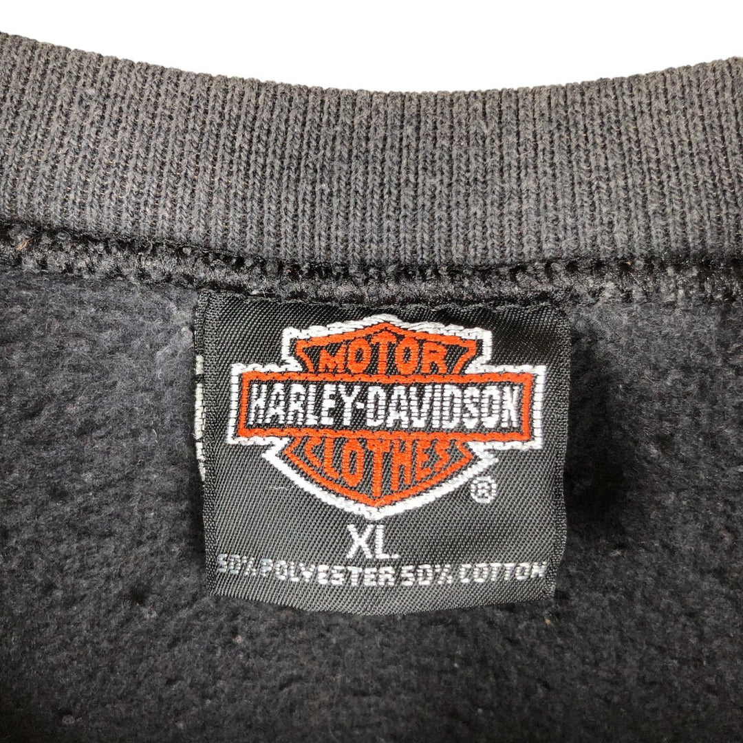 90'S Harley-Davidson Eagle Pattern Advertising Sweatshirt, Made in USA, Men's XL cotton black type Vintage Second Hand