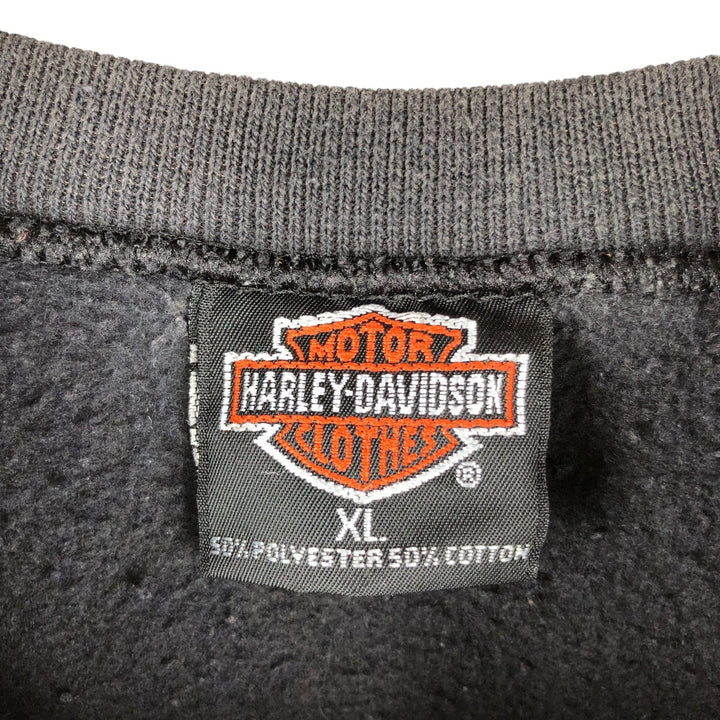 90'S Harley-Davidson Eagle Pattern Advertising Sweatshirt, Made in USA, Men's XL cotton black type Vintage Second Hand