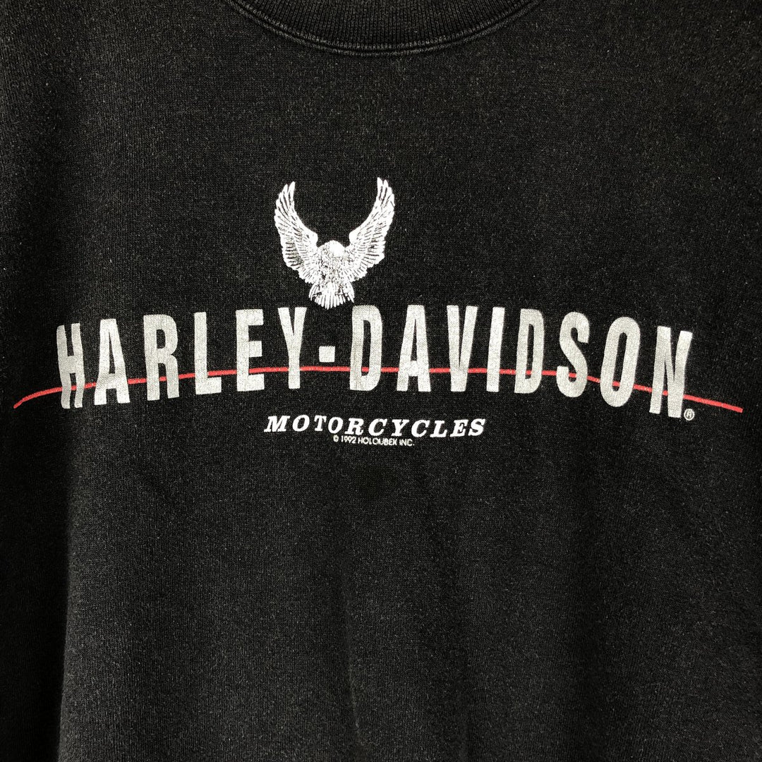 90'S Harley-Davidson Eagle Pattern Advertising Sweatshirt, Made in USA, Men's XL cotton black type Vintage Second Hand