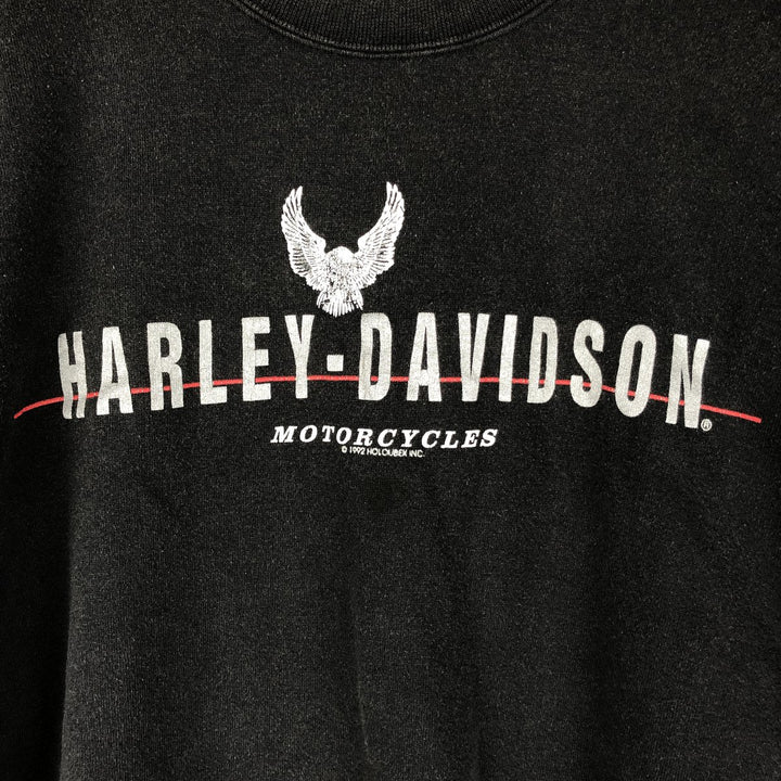 90'S Harley-Davidson Eagle Pattern Advertising Sweatshirt, Made in USA, Men's XL cotton black type Vintage Second Hand