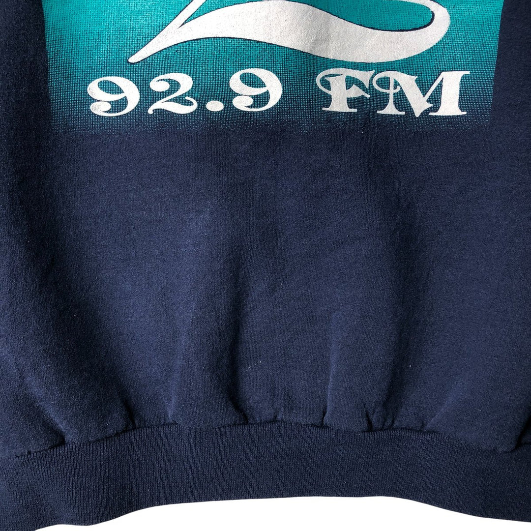 Vintage 90'S Jerzees KSCQ-FM Radio Print Sweatshirt, Men's Size Large cotton navy blue type Vintage Second Hand