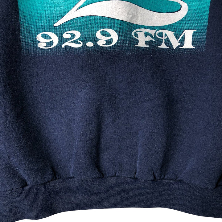 Vintage 90'S Jerzees KSCQ-FM Radio Print Sweatshirt, Men's Size Large cotton navy blue type Vintage Second Hand