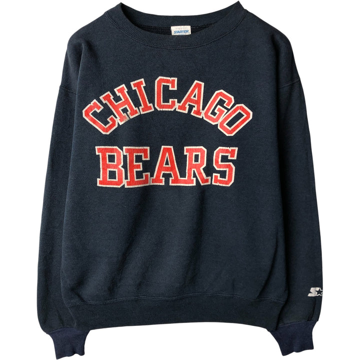 Vintage 80s-90'S Starter NFL Chicago Bears Print Sweatshirt, Made in USA, Men's Size Medium cotton navy blue type Vintage Second Hand