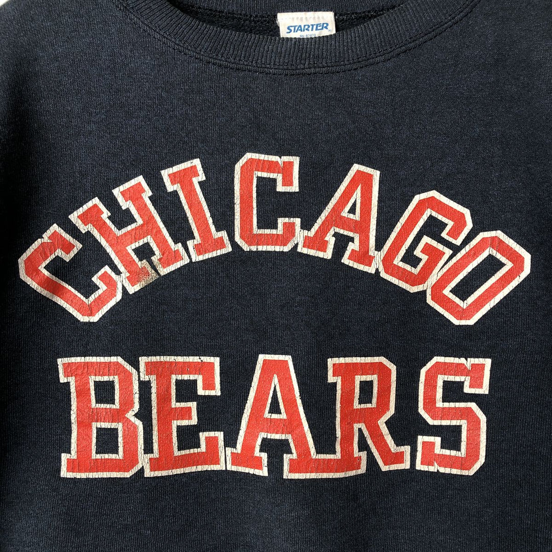 Vintage 80s-90'S Starter NFL Chicago Bears Print Sweatshirt, Made in USA, Men's Size Medium cotton navy blue type Vintage Second Hand