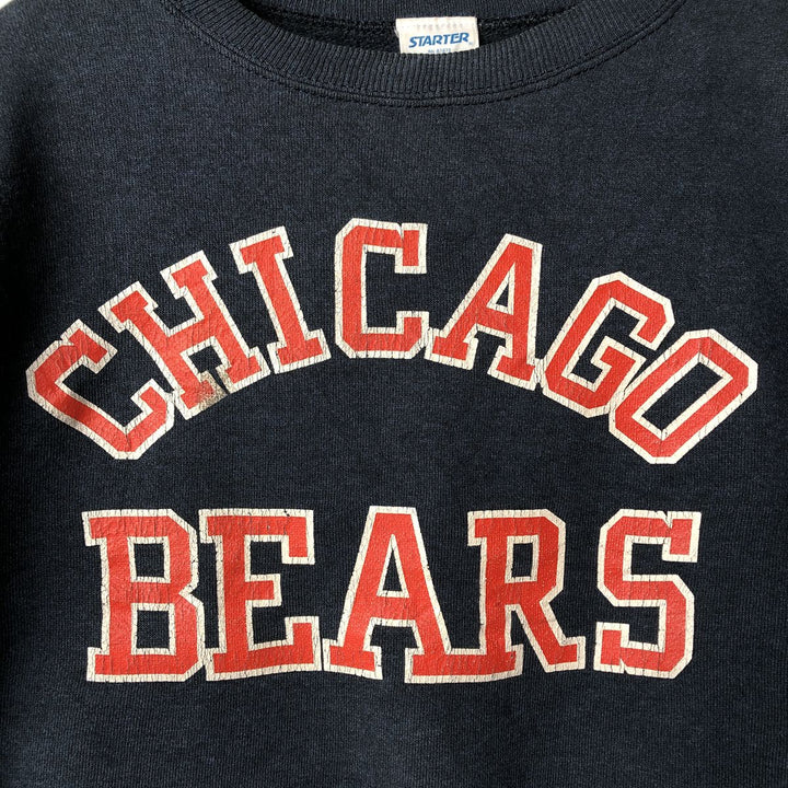 Vintage 80s-90'S Starter NFL Chicago Bears Print Sweatshirt, Made in USA, Men's Size Medium cotton navy blue type Vintage Second Hand