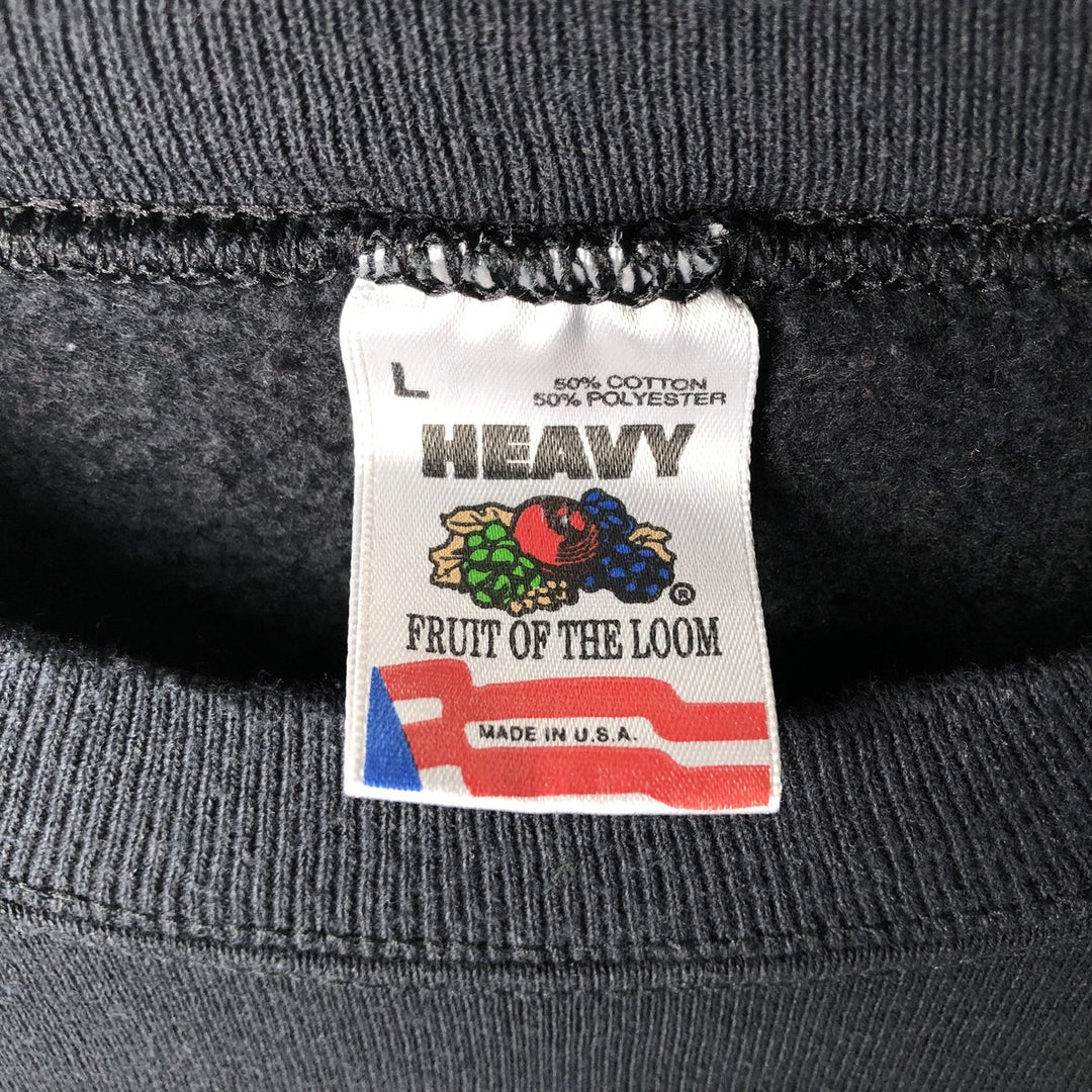 1990'S Fruit of the Loom University of Wisconsin College Character Sweatshirt, Made in USA, Men's Size L cotton black type Vintage Second Hand