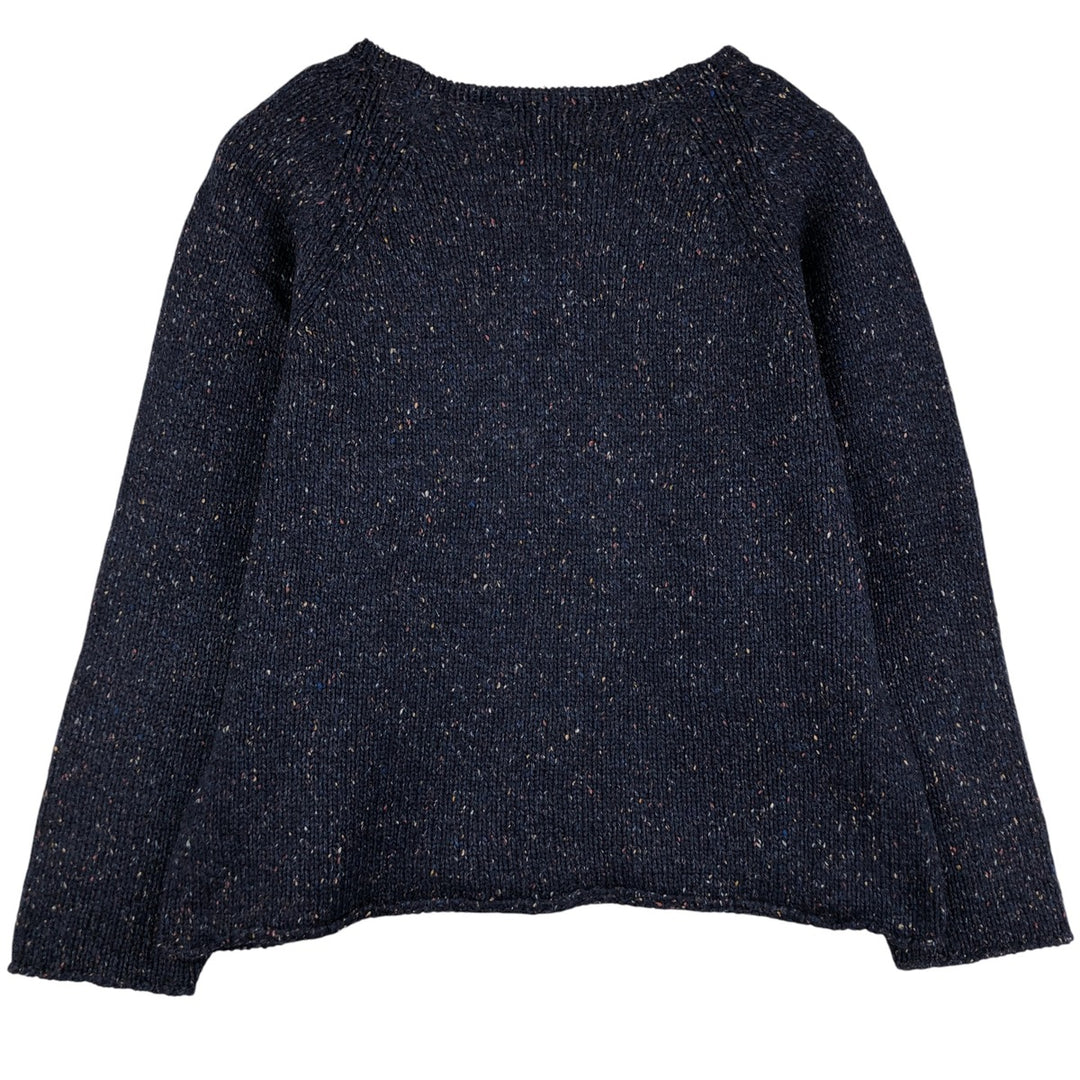 WOOLRICH V-neck colored nep wool knit sweater, men's size M wool navy blue type Vintage Second Hand